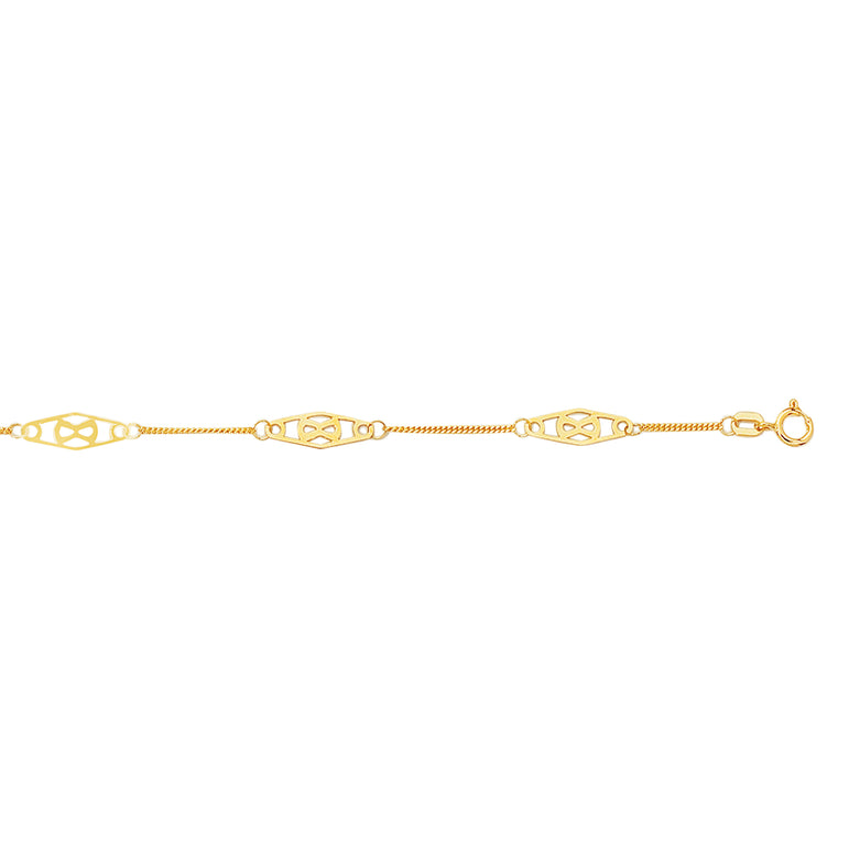 14K Gold Infinity Anklet-Yellow | Spring Ring