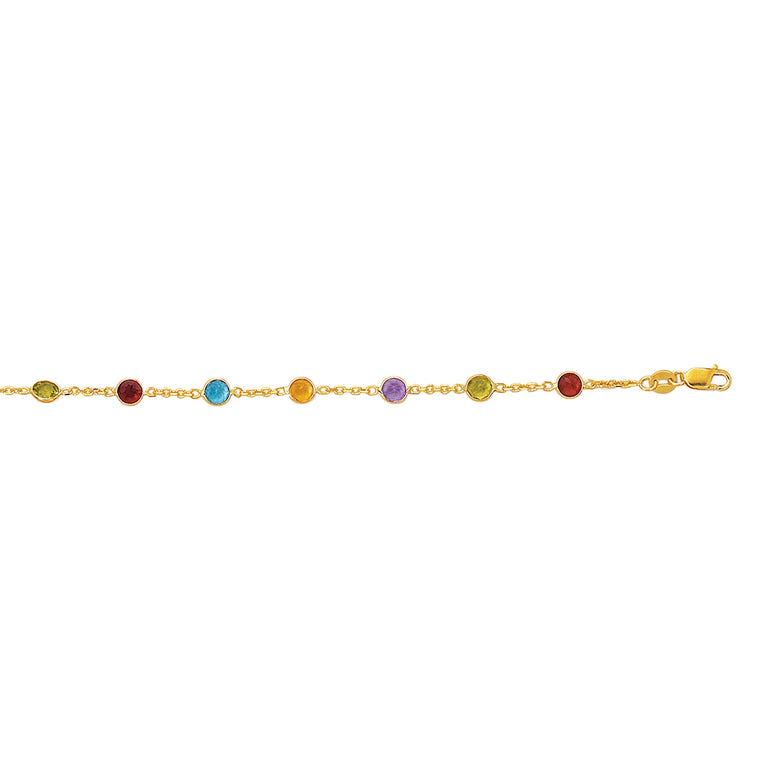 14K Gold Semi-Precious Anklet-Yellow | Lobster