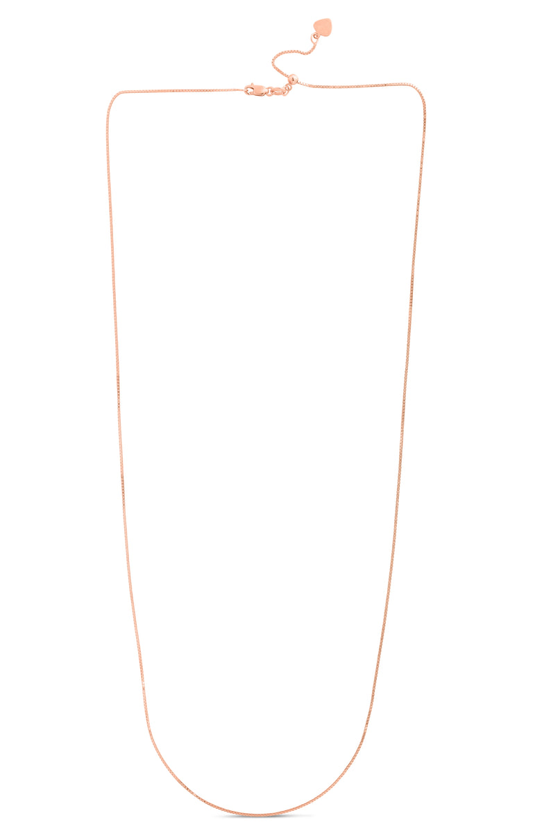 14K Gold 0.68mm Adjustable Box Chain-Rose | Lobster