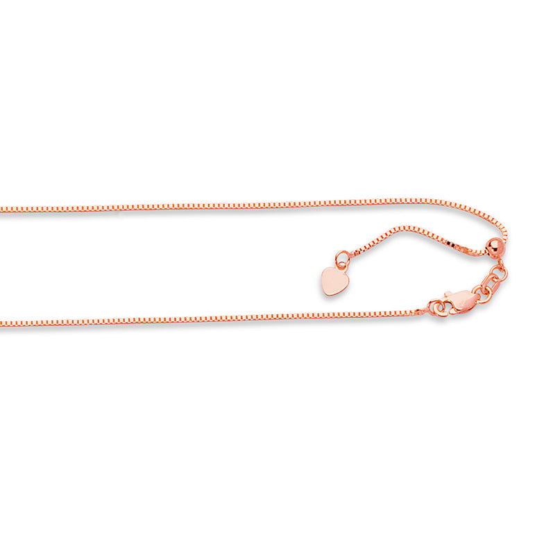 14K Gold 0.85mm Adjustable Box Chain-Rose | Lobster