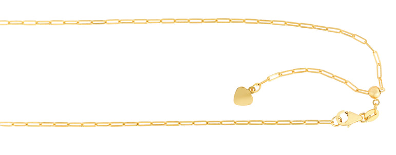 14K Gold 1.5mm Adjustable Paperclip Chain-Yellow | Pear Shaped Lobster
