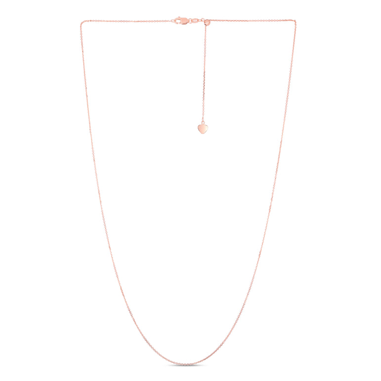 14K Gold 1.1mm Adjustable Diamond Cut Cable Chain-Rose | Lobster