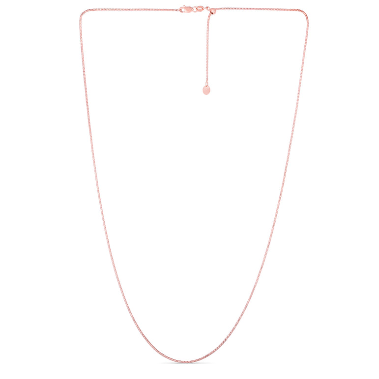 14K Gold 1.3mm Adjustable Popcorn Chain -Rose | Lobster