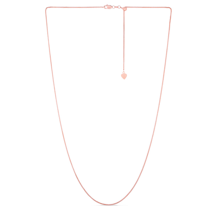 14K Gold 1mm Adjustable Wheat Chain -Rose | Lobster