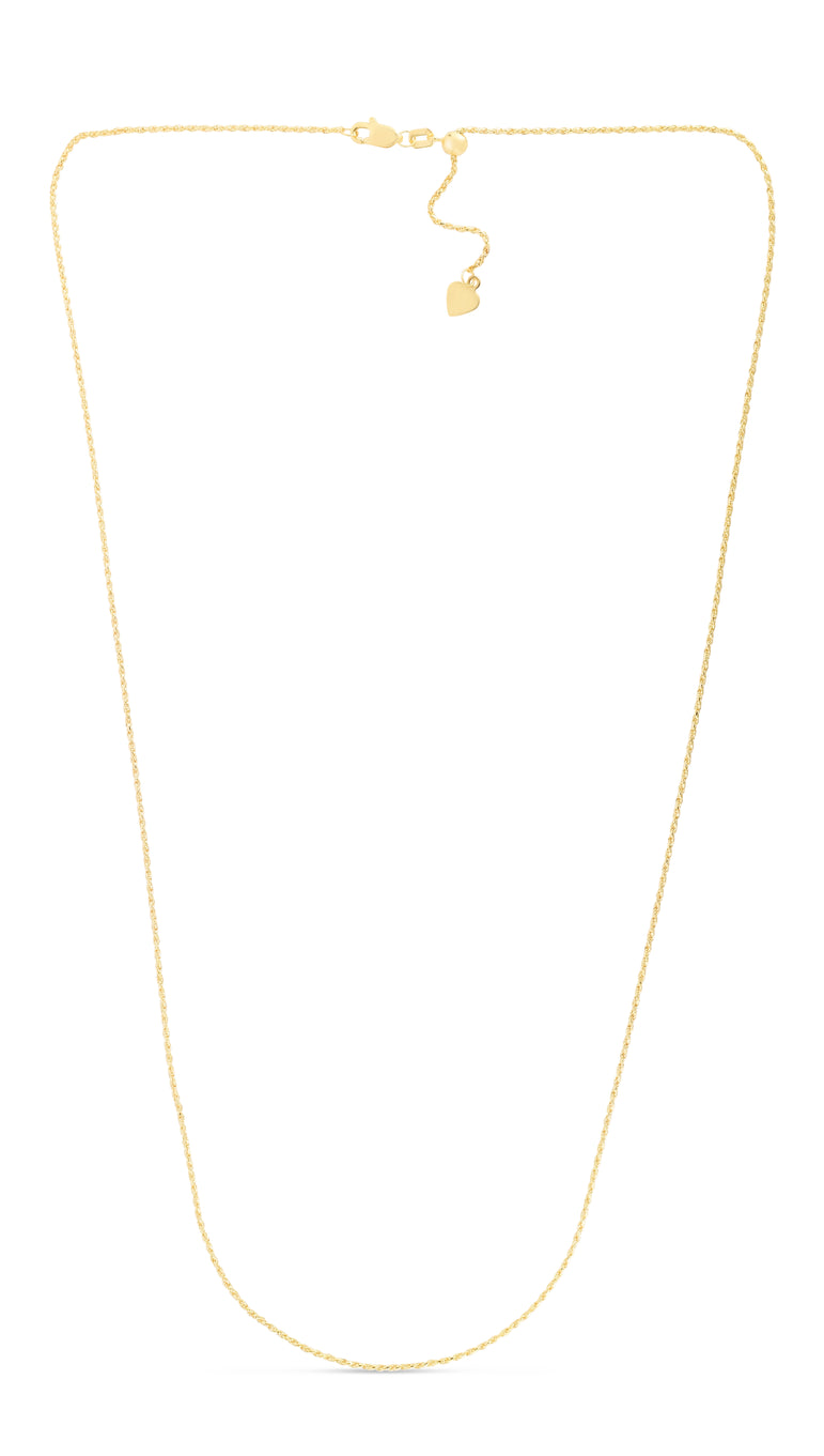 14K Gold 0.95mm Adjustable Rope Chain-Yellow | Lobster