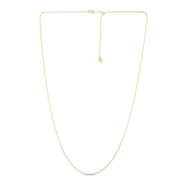14K Gold 1.3mm Adjustable Popcorn Chain -Yellow | Lobster