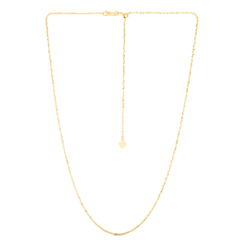 14K Gold 1.2mm Adjustable Sparkle Chain-Yellow | Lobster