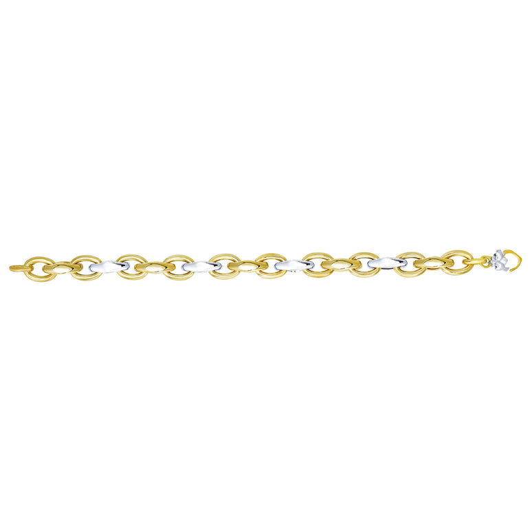 14K Two-tone Gold Alternating Three Plus One Heritage Link-Two-tone | Lobster