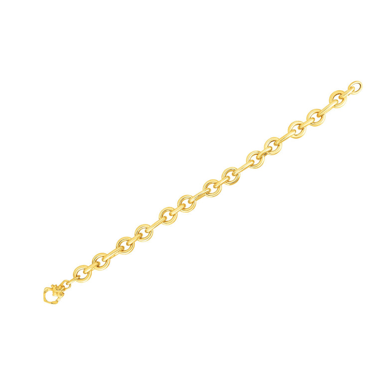 14K Gold Three Round & One Oval Heritage Link Bracelet-Yellow | Lobster
