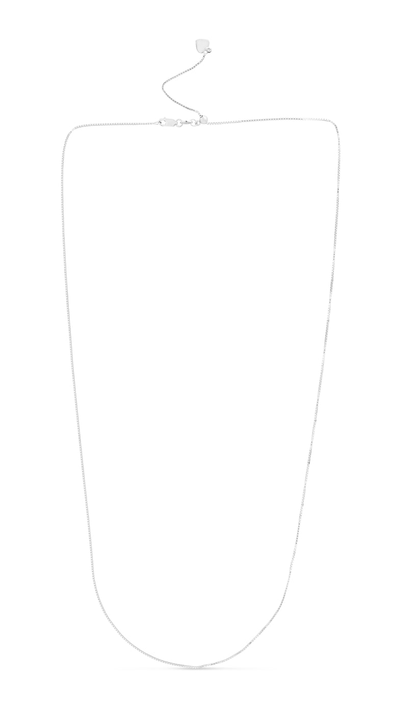 14K Gold 0.68mm Adjustable Box Chain-White | Lobster
