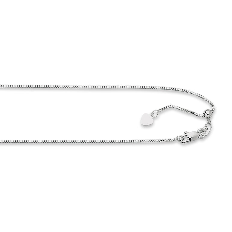 14K Gold 0.85mm Adjustable Box Chain-White | Lobster