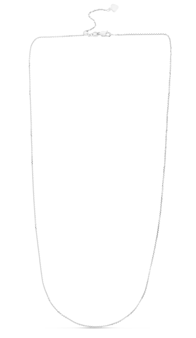 14K Gold 1.1mm Adjustable Cable Chain-White | Lobster