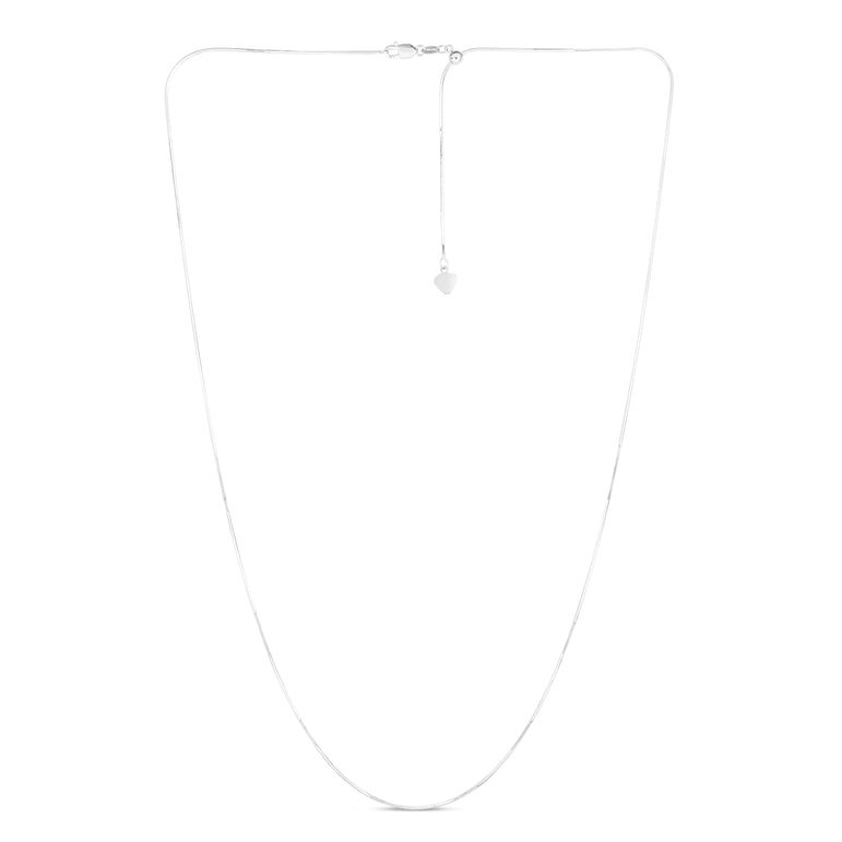 14K Gold 0.80mm Adjustable Octagonal Snake Chain-White | Lobster