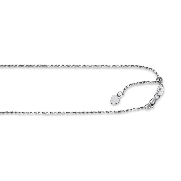 14K Gold 0.95mm Adjustable Rope Chain-White | Lobster