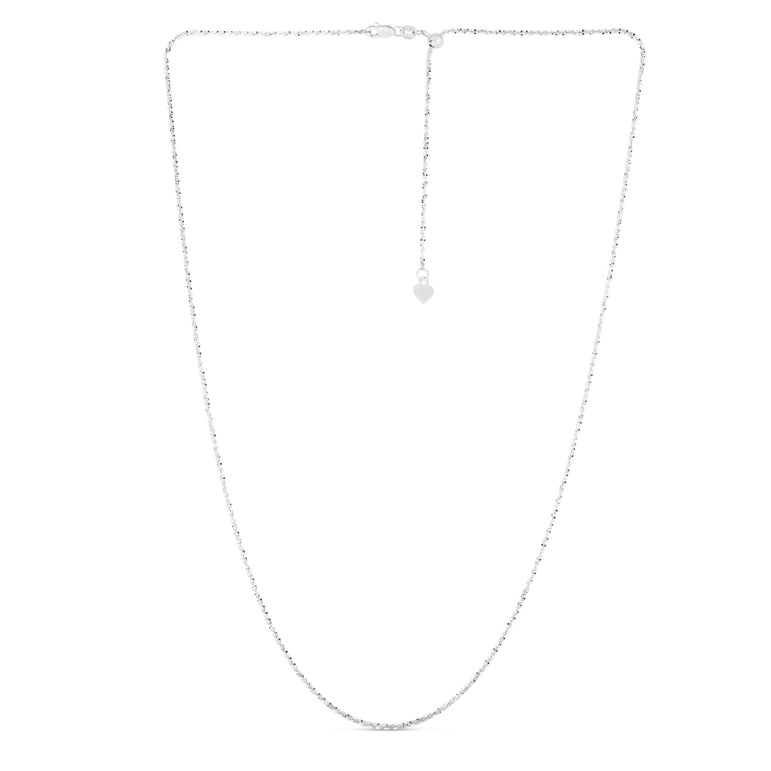 14K Gold 1.2mm Adjustable Sparkle Chain-White | Lobster