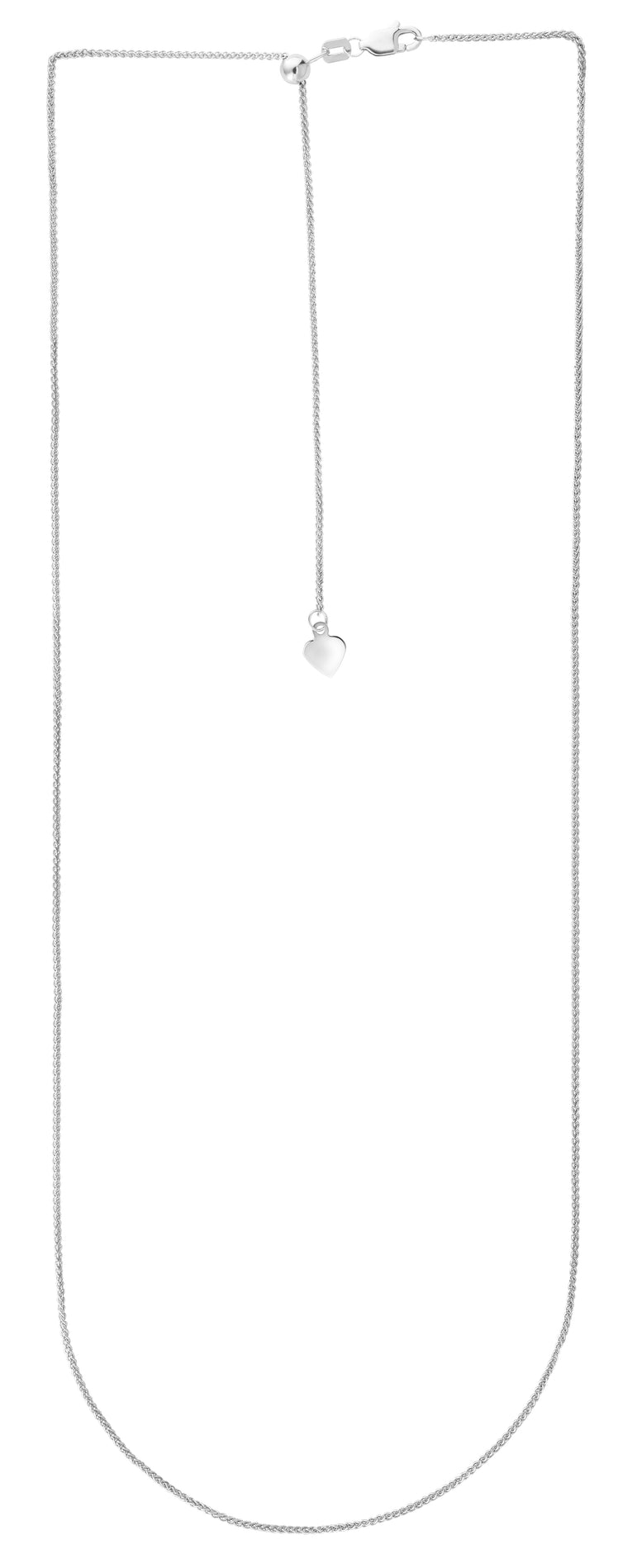 14K Gold 1mm Adjustable Wheat Chain -White | Lobster