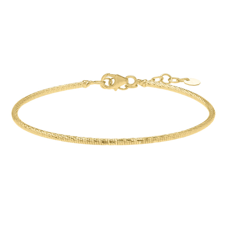14K Diamond Cut Stack Bangle-Yellow | Lobster