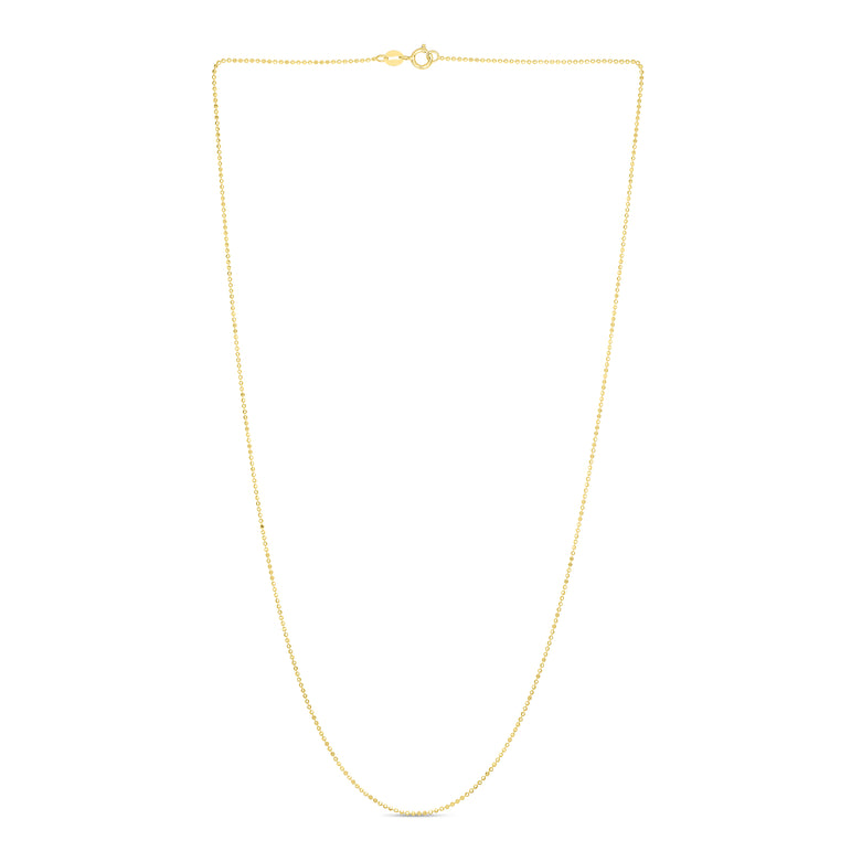 14K Gold 0.9mm Diamond Cut Bead Chain-Yellow | Spring Ring