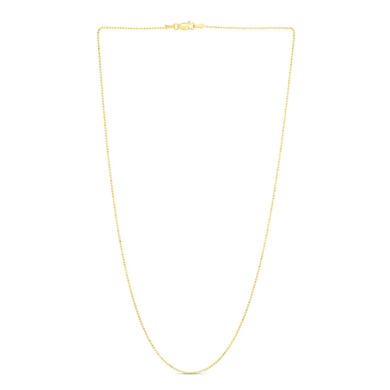 14K Gold 1.1mm Diamond Cut Bead Chain-Yellow | Lobster