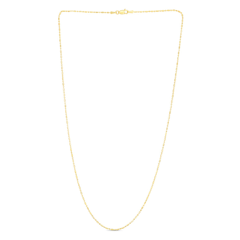 14K Gold 0.9mm Diamond Cut Bar and Bead Chain-Yellow | Lobster