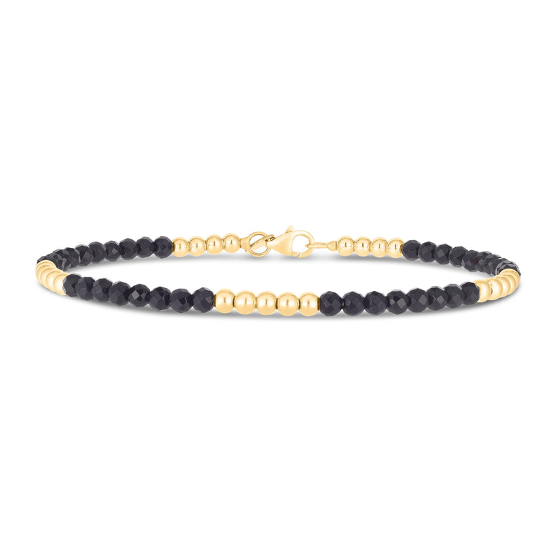 14K Onyx Pallina Bead Bracelet-Yellow | Lobster