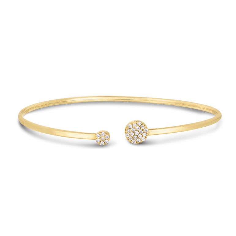 14K Gold Asymetrical Diamond Cluster Cuff Bangle-Yellow