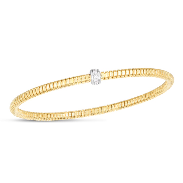 14K Stretch Tubogas Diamond Bracelet-Yellow