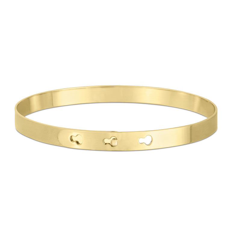 14K Gold Keyhole High Polish Bangle-Yellow | Key Hole