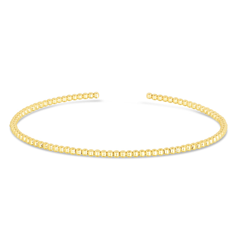 14K Gold 2mm Bead Cuff-Yellow