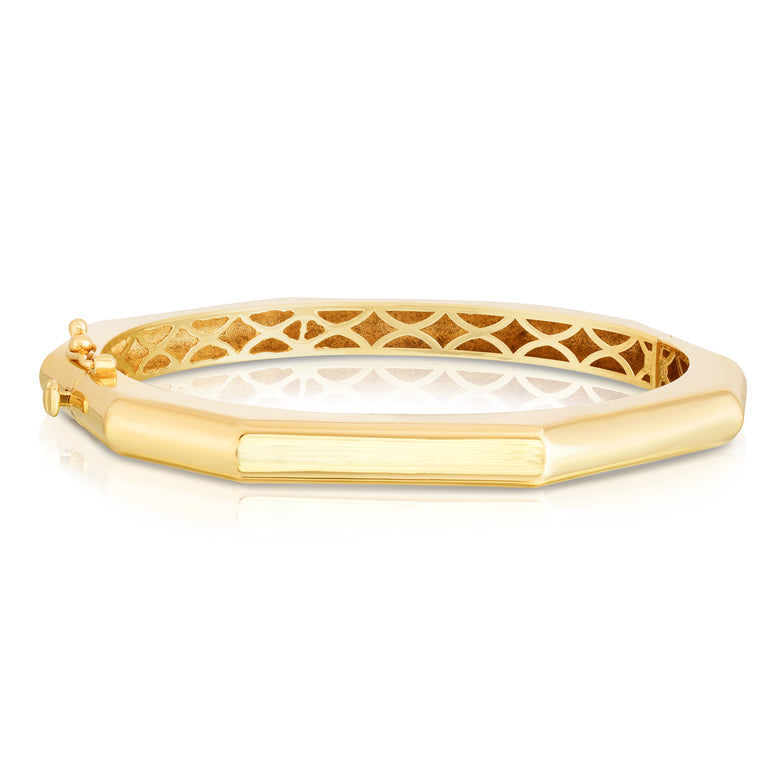 14K Octagon Edge  Bangle-Yellow | Box with Figure 8