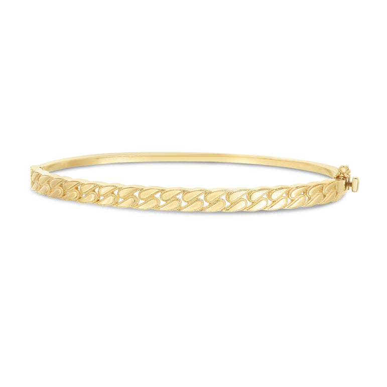 14K Cuban Chain Bangle-Yellow | Box with Figure 8