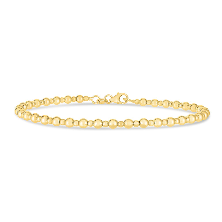 14K Gold Pallina Bead Bracelet-Yellow | Lobster