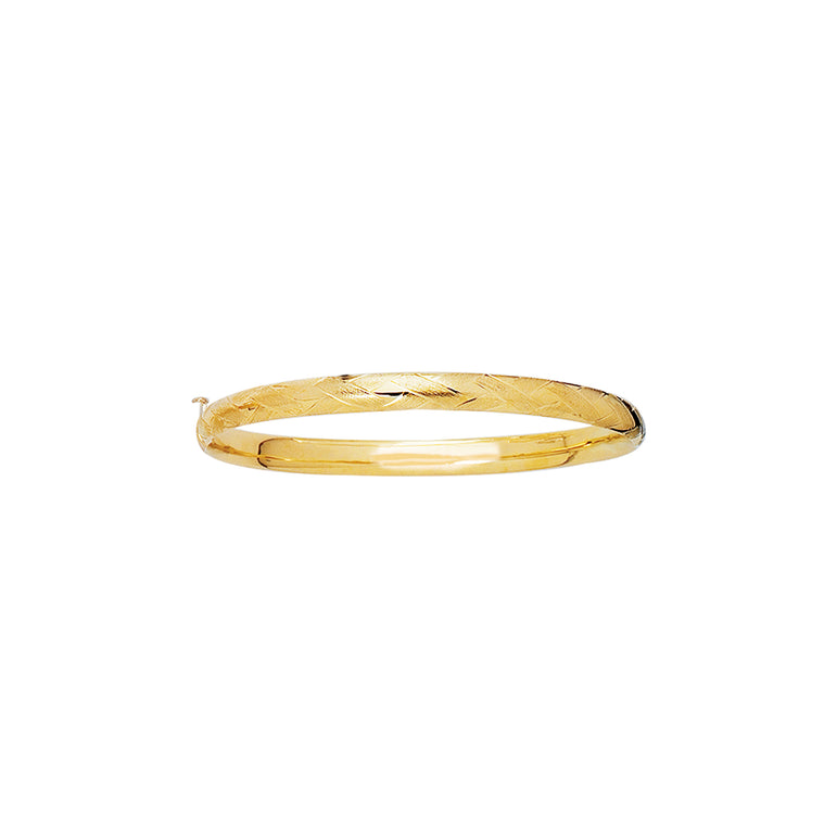 14K Gold X Pattern Children's Bangle-Yellow | Box