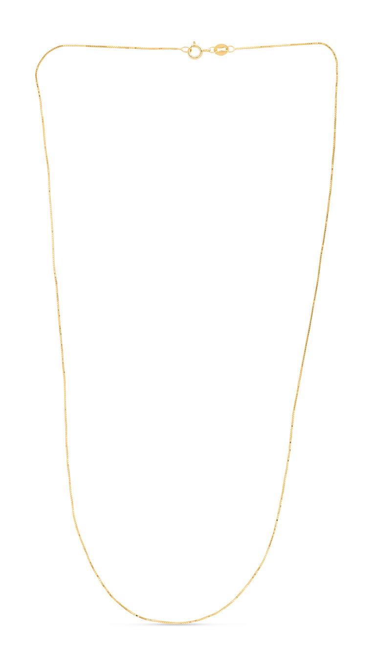 14K Gold .60mm Classic Box Chain -Yellow | Spring Ring