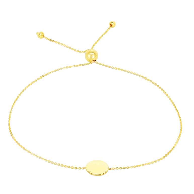 14K Gold Circle Friendship Bracelet-Yellow | Draw String