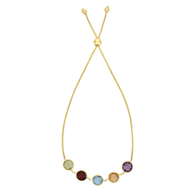 14K Gold Semi Precious Stone Friendship Bracelet-Yellow | Draw String