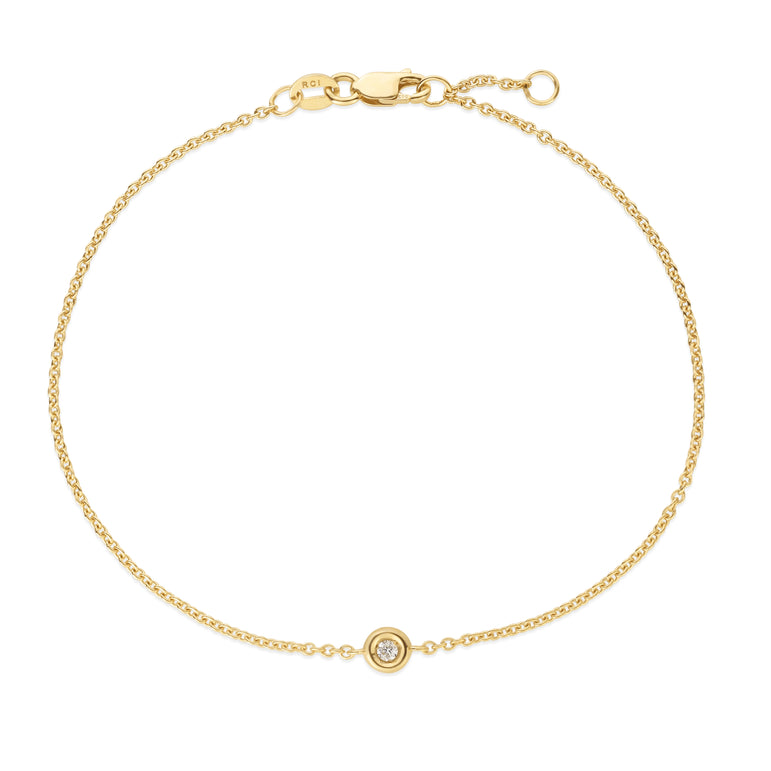 14K Gold Solo Diamond Bracelets-Yellow | Lobster