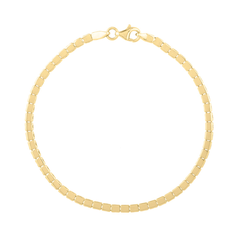 14K Mini Cube Bracelet-Yellow | Lobster
