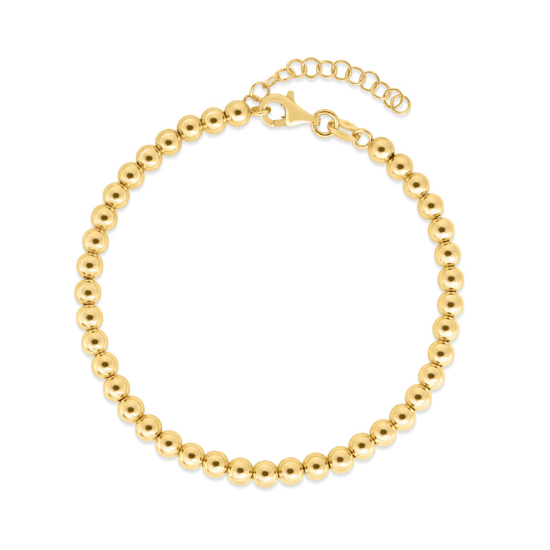 14K Gold 4mm Bead Chain-Yellow | Pear Shaped Lobster
