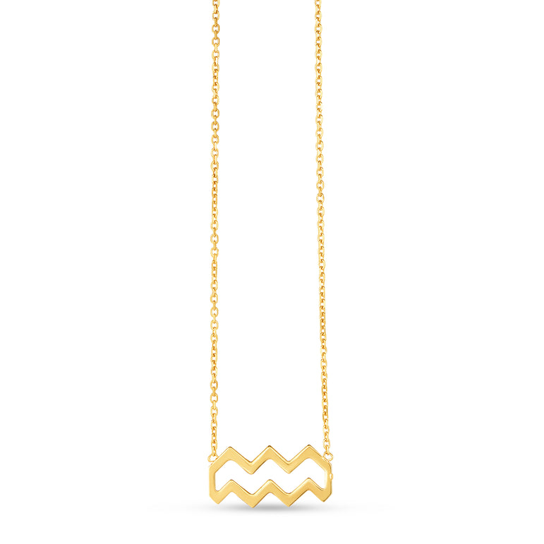 14K Gold Aquarius Necklace-Yellow | Spring Ring