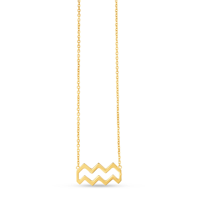 14K Gold Aquarius Necklace-Yellow | Spring Ring