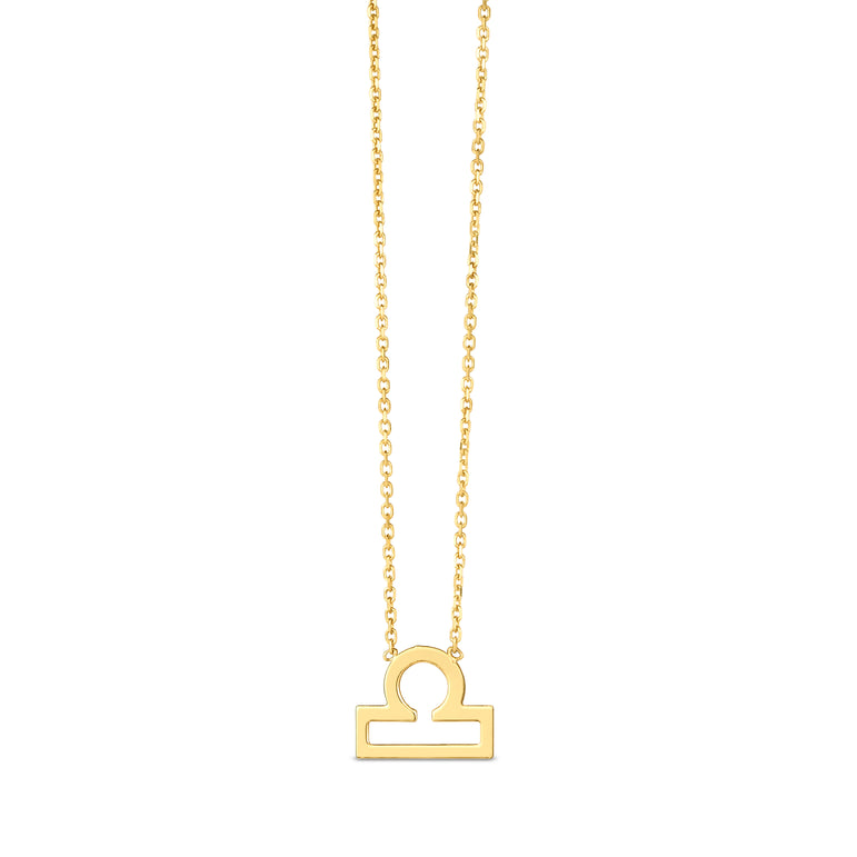 14K Gold Libra Necklace-Yellow | Spring Ring