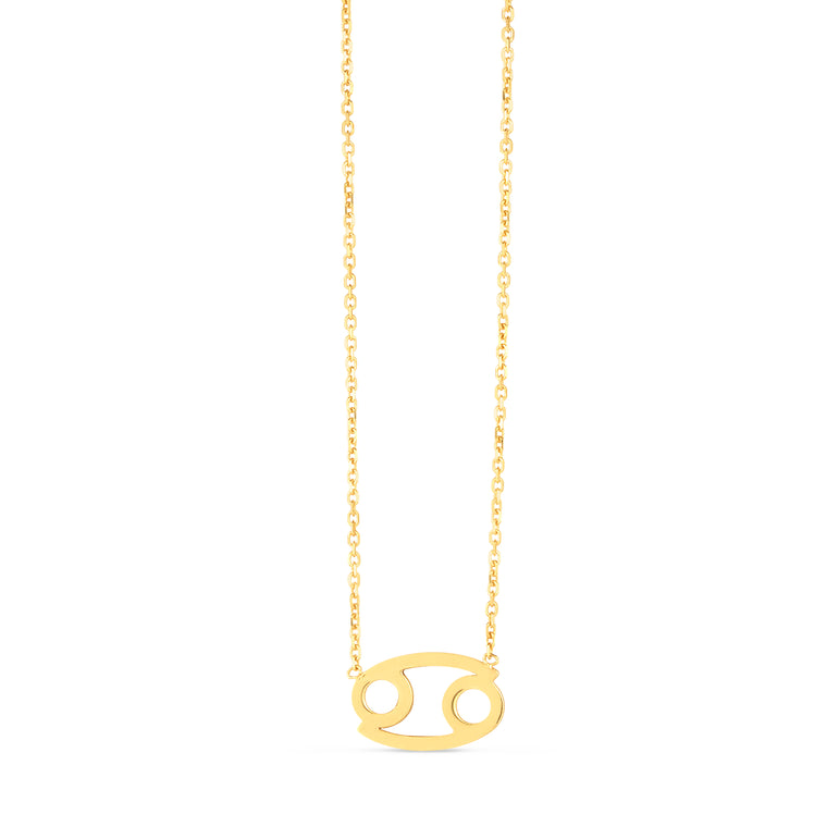 14K Gold Cancer Necklace-Yellow | Spring Ring