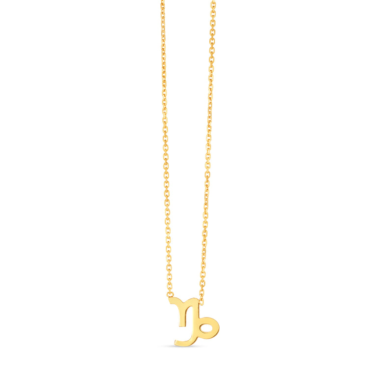 14K Gold Capricorn Necklace-Yellow | Spring Ring
