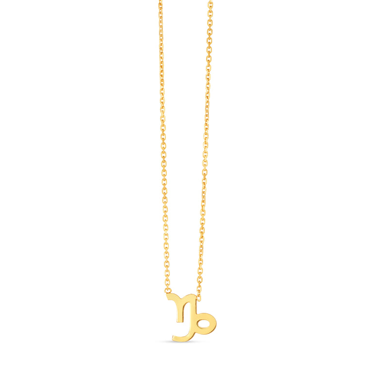 14K Gold Capricorn Necklace-Yellow | Spring Ring