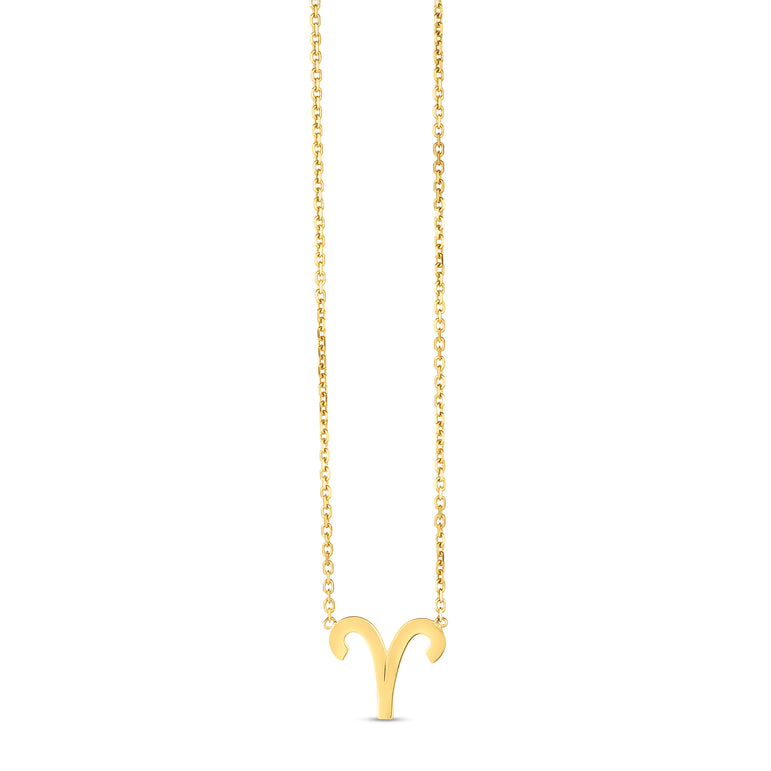 14K Gold Aries Necklace-Yellow | Spring Ring