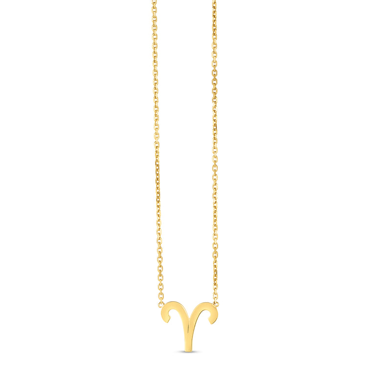 14K Gold Aries Necklace-Yellow | Spring Ring