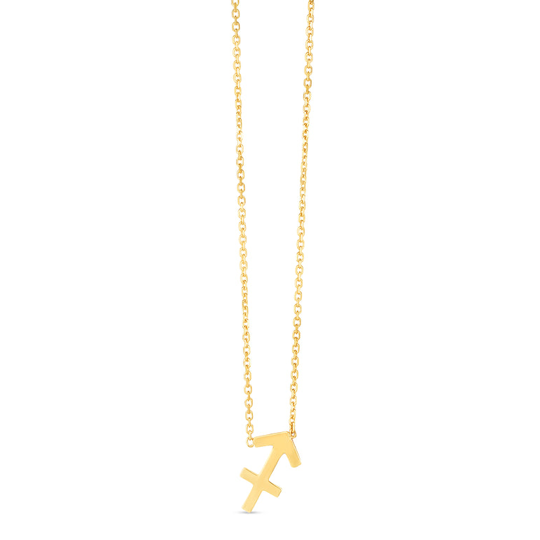 14K Gold Sagittarius Necklace-Yellow | Spring Ring