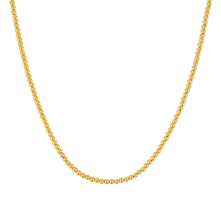 14K Gold 3mm Bead Chain-Yellow | Lobster