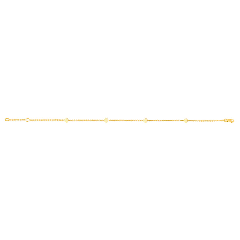 14K Gold Heart Anklet-Yellow | Lobster